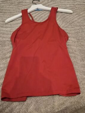 BlueFish Red Scoop Neck TenniaTank Top W/ Cute Red/ Light Blue Straps - Size M
